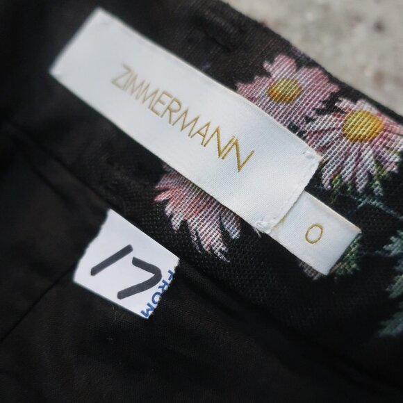 Zimmermann Black Multicolor Natura Pintuck Lace Floral Botanical Pants 0 US/4 - Picture 15 of 16
